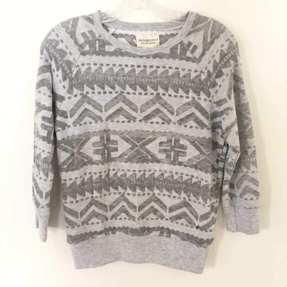 Denim & Supply Tribal Print Lightweight Sweatshirt